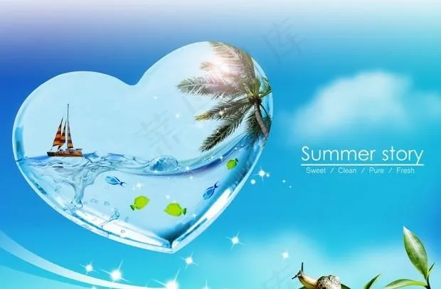 时尚夏季爱心创意PSD 下载psd模版下载