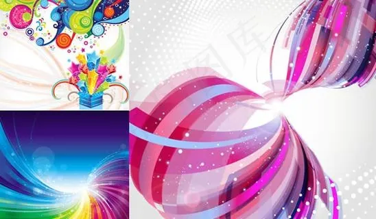 潮流花纹炫彩线条背景矢量图