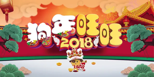 2018狗年旺旺狗年海报展板