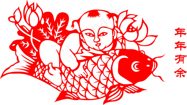 年年有余剪纸年画