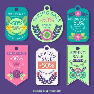 春天提供可爱的标签集