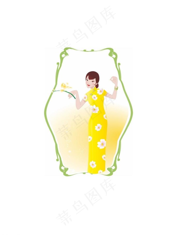 女性与花纹图片