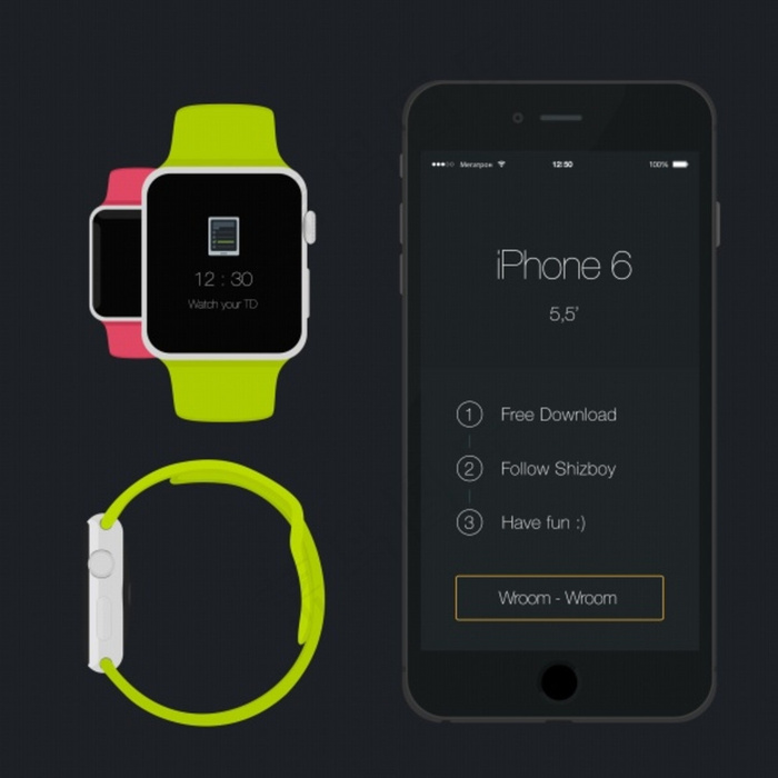 苹果Watch Iphone6图片psd模版下载