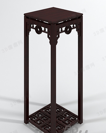 3D中式雕花花几模型