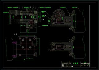 蜗轮蜗杆减速机装配图CAD机械图纸