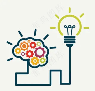 创意大脑与灯泡连线设计矢量图