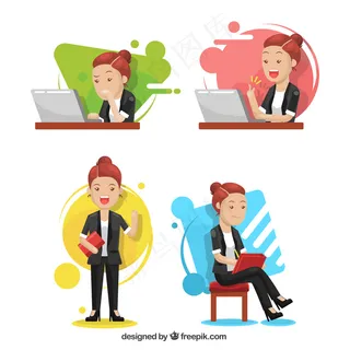 卡通人物扁平化可爱各种职业矢量素材