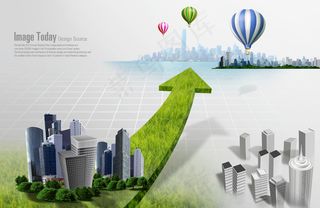 城市环境热气球刷子创意PSD分层素...