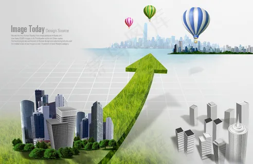 城市环境热气球刷子创意PSD分层素... 城市环境热气球刷子创意PSD分层素...