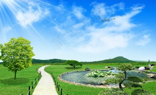 公园池塘图片 公园池塘图片
