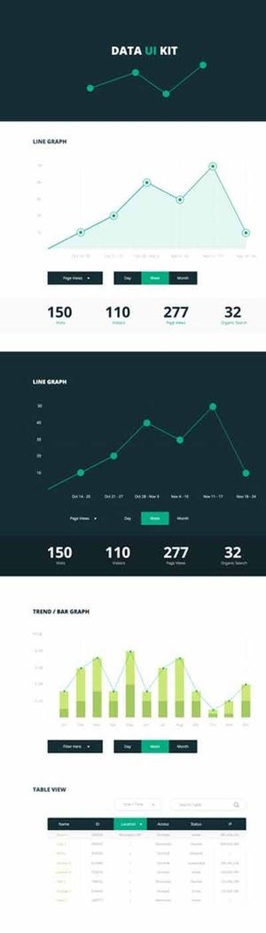 墨蓝色色调UI信息图表控件图片