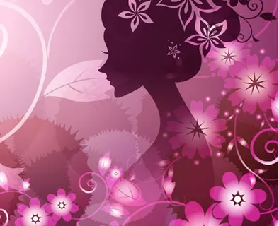 花枝缠绕唯美女性剪影矢量图