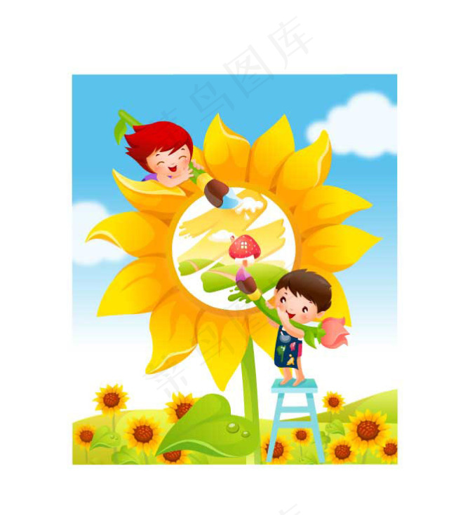 粉刷画画的孩子