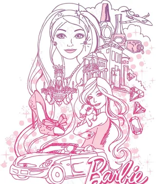 手绘芭比印花图案
