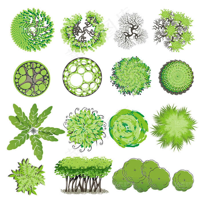 精美卡通景观树木设计矢量素材