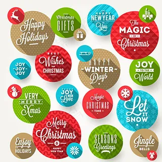 扁平化圣诞节图标标语图片