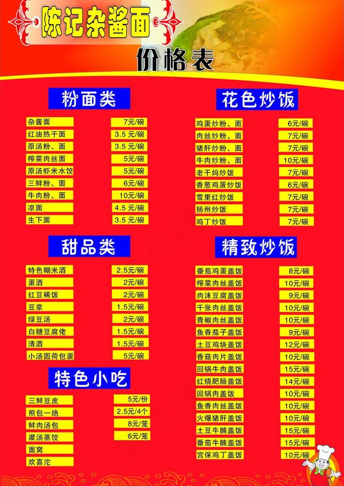 杂酱面 广告牌 陈记图片