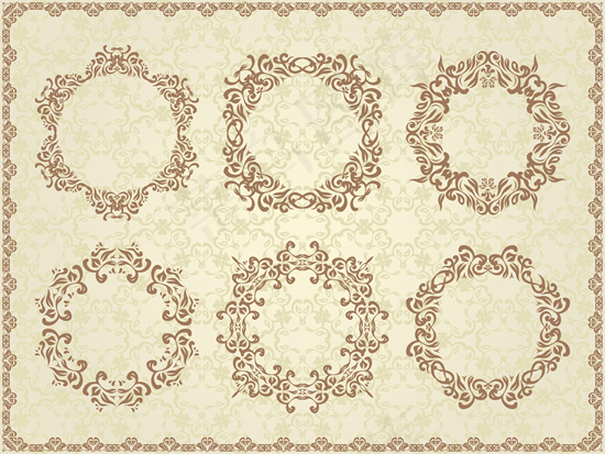 典雅花纹婚礼邀请卡矢量素材01