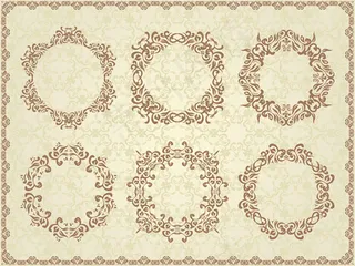 典雅花纹婚礼邀请卡矢量素材01