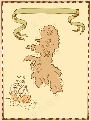 地图金银岛高大的船