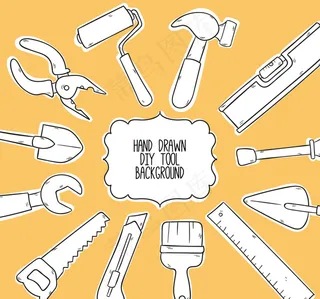 木工背景用手工绘制工具