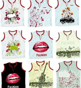 梦幻花纹背心设计矢量图片