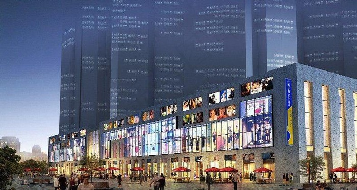 某商业街建筑效果图夜景3psd格式(4000X2500(DPI:72))psd模版下载