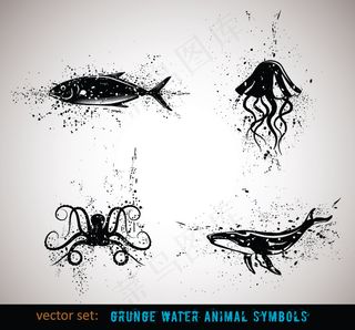 矢量肮脏的动物符号集04