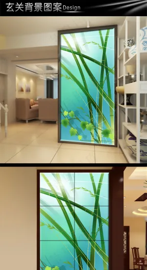 清新树叶玄关背景