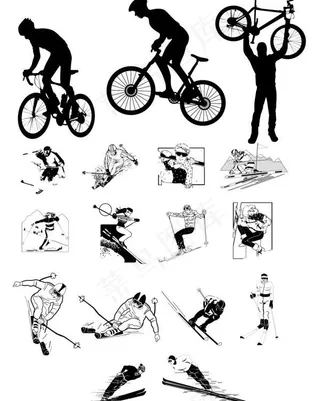 骑单车滑雪运动矢量图