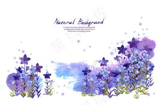 紫色花枝花叶花卉PSD分层素材