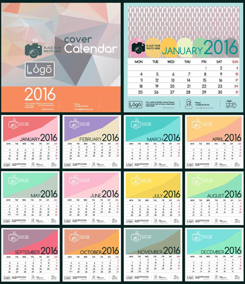 2016猴年日历模板矢量素材V.27eps,ai矢量模版下载