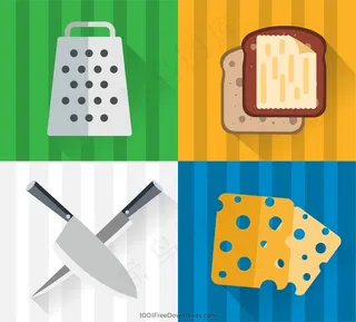奶酪面包道具组合卡通图标集合