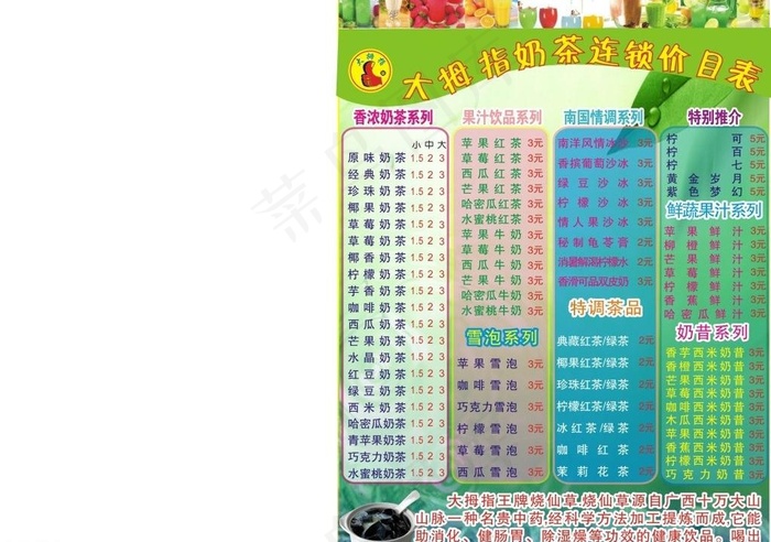 大拇指奶茶图片cdr矢量模版下载