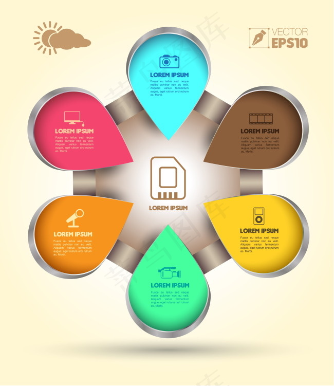 创意水滴状信息图矢量素材