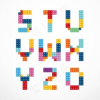 彩色可爱卡通英文字母矢量素材