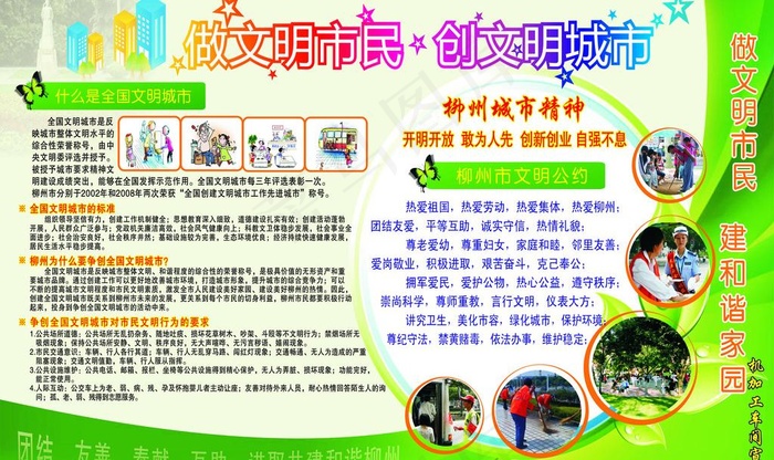 做文明市民 创文明城市图片cdr矢量模版下载