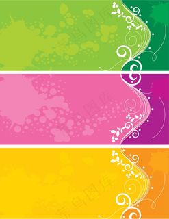 白色花纹彩色墨迹横幅矢量图