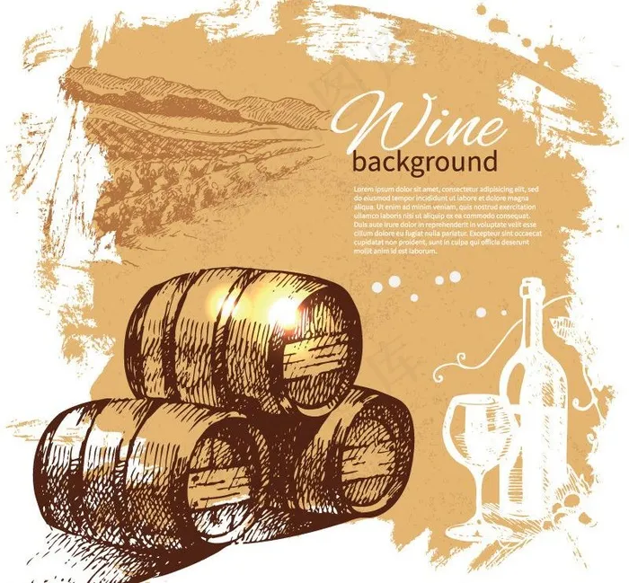 手绘风格葡萄酒矢量图片eps,ai矢量模版下载