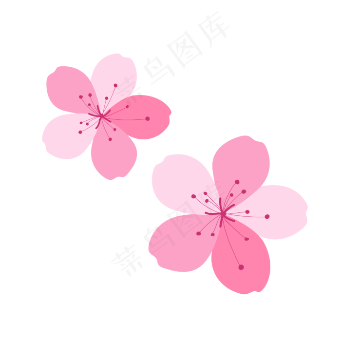 矢量多彩丰富樱花,免抠元素