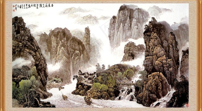 山水画图片(5827X3543(DPI:40))psd模版下载
