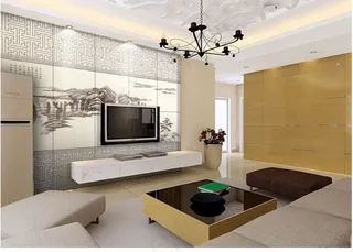 山水情中式背景墙