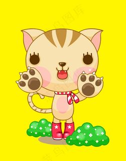 猫咪卡通图案插画装饰画插画
