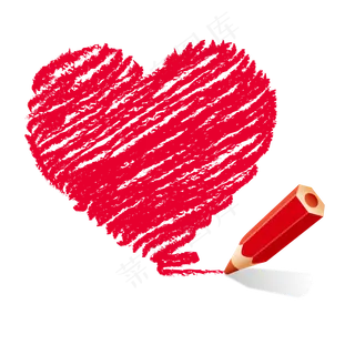 卡通手绘铅笔画爱心