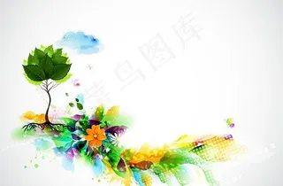 炫彩墨迹背景矢量二