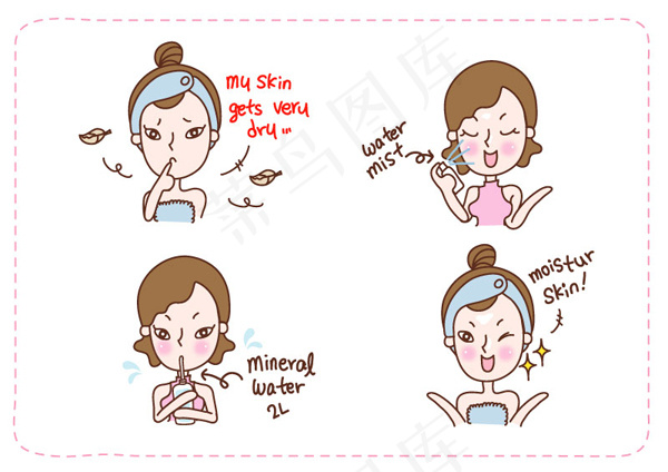 手绘美容女孩矢量素材