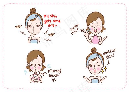 手绘美容女孩矢量素材