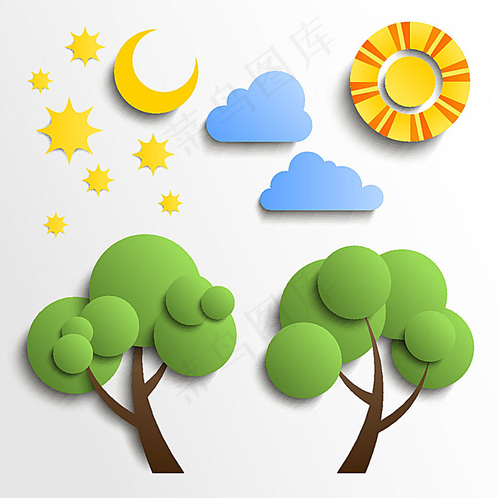 纸雕卡通树风景