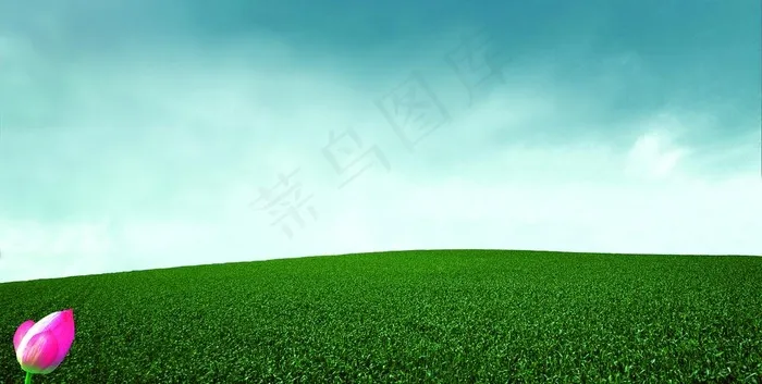 蓝天草地图片psd模版下载
