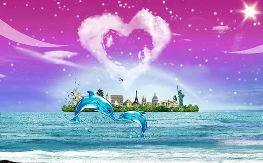 梦幻情人节背景设计PSD素材